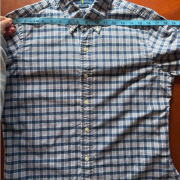 Ralph Lauren Classic Fit Shirt 👔 Mens S | Plaid Red White Blue | 100% Cotton - Picture 8 of 8
